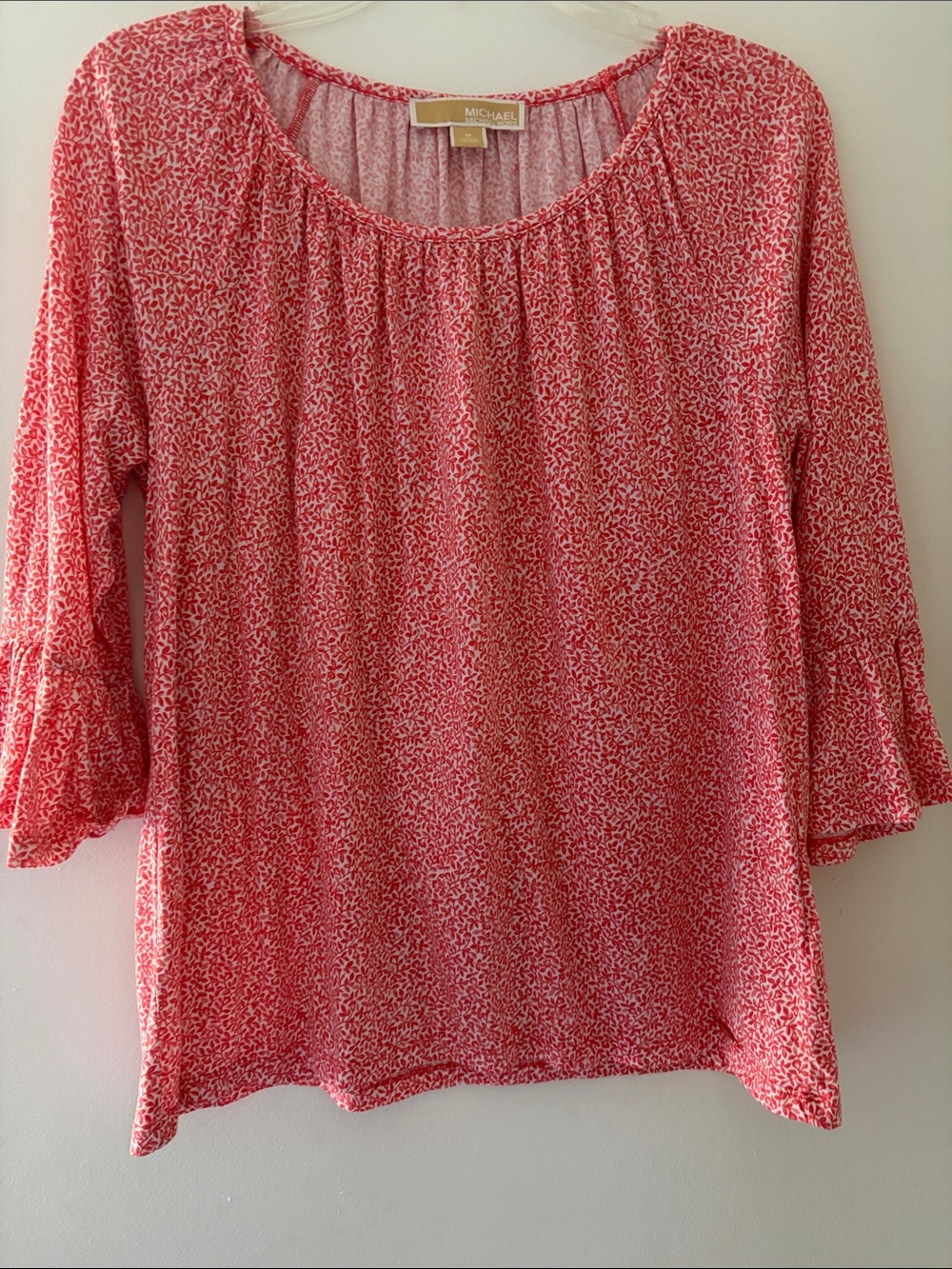 Michael Kors orange Printed Peasant Blouse